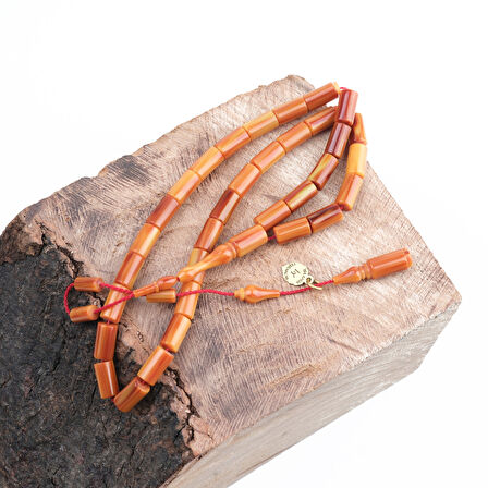 Sıkma Kehribar Alman Numaralı Çubuk Usta İşi İmzalı Bilek Boy Kesme Kesim 5x9mm Tesbih