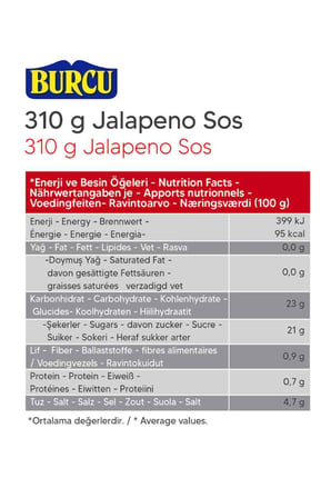 Burcu Jalapeno Sos Cam Kavanoz 310 gr x 3 Adet