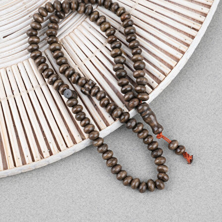 Şimşir Ağacı Renkli Vernikli 99luk Tekerlek Kesim 7x5mm Tesbih -  Koyu Kahverengi