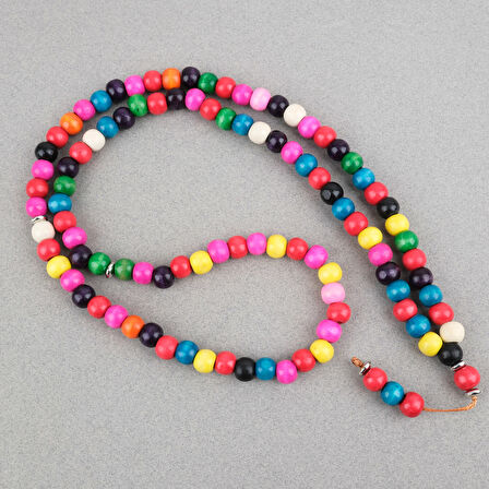 Bonibon 99luk Renklli Boyalı Ahşap Küre Kesim 10mm Namaz Tesbihi