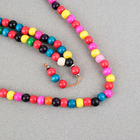 Bonibon 99luk Renklli Boyalı Ahşap Küre Kesim 10mm Namaz Tesbihi