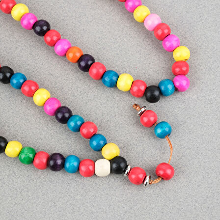 Bonibon 99luk Renklli Boyalı Ahşap Küre Kesim 10mm Namaz Tesbihi