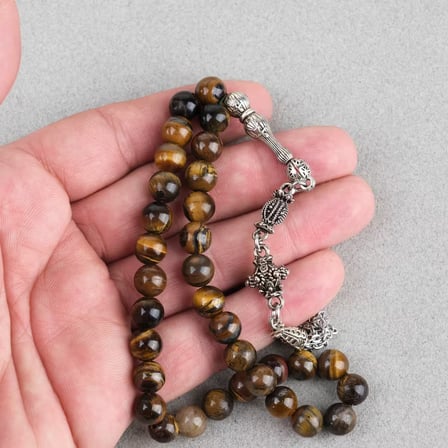 Kaplangözü Alpaka püsküllü Küre Kesim 8.5mm Tesbih ve Bileklik Seti