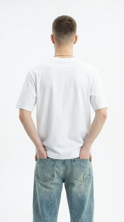 Erkek Beyaz Dolphin Baskılı Bisiklet Yaka Kısa Kollu Oversize Tişört Beyaz / 3XL