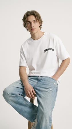 Erkek Beyaz Urban Archives Sırt Baskılı Premium Oversize Tişört Beyaz / XXL