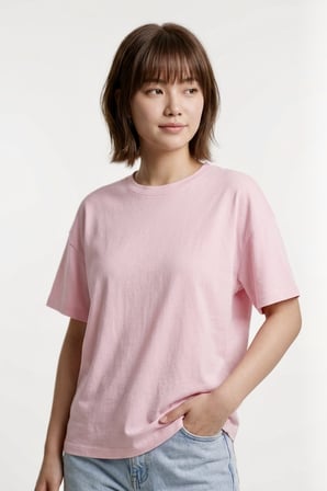 Unisex Pembe Oversize Tişört - Minimal Tokyo Tipografi Baskılı Pembe / M