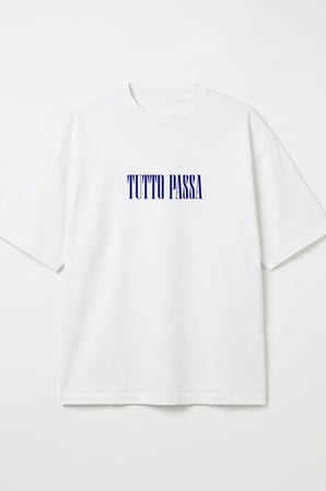 Unisex Beyaz Tutto Passa Sırt ve Göğüs Baskılı Oversize T-shirt Beyaz / XXL