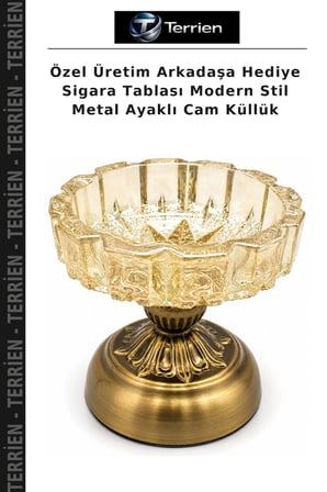Özel Üretim Arkadaşa Hediye Sigara Tablası Modern Stil Metal Ayaklı Cam Küllük