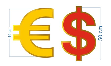 Döviz Gold Işıklı Tabela - LEDli Dolar Ve Euro Sembolü Kutu Harf