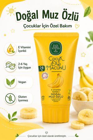 Eyüp Sabri Tuncer Doğal Muz Özlü 2-6 Yaş Çocuk Diş Macunu 60 Ml X 3 Adet