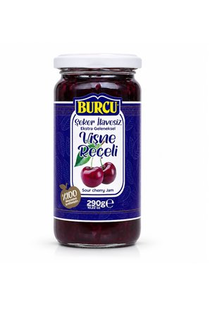 Burcu %100 Meyveden Üretilmiş Şeker İlavesiz Vişne Reçeli 290 gr x 3 Adet
