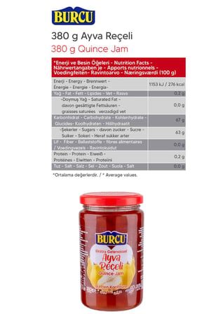 Burcu Ekstra Geleneksel Ayva Reçeli 380 gr (Meyve Oranı %45) x 3 Adet