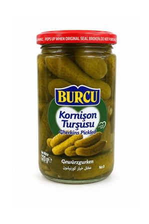 Burcu Kornişon Turşusu Cam Kavanoz 320 gr x 3 Adet