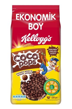 Kellogg's Coco Pops Çikolatalı Buğday ve Mısır Gevreği 1200 gr x 4 Adet