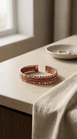 Aura Copper Bakır Bileklik Kadın Erkek El Yapımı Açık Kelepçe Bilezik Bc-00001