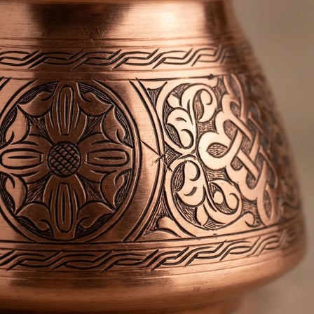 Aura Copper Ağır El İşlemeli Bakır Çaydanlık Seti 1,2 mm Sedef Kulp 800-900/1450-1550 ml Mc-00019