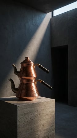 Aura Copper Ağır El İşlemeli Bakır Çaydanlık Seti 1,2 mm Sedef Kulp 800-900/1450-1550 ml Mc-00020