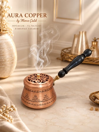 Aura Copper El Yapımı Bakır Tütsülük Buhurdanlık – El İşlemeli Dekoratif Tütsü Kabı Tt-00001
