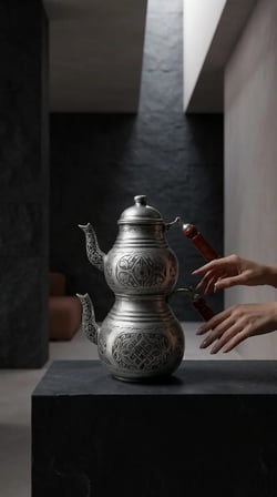 Aura Copper Ağır El İşlemeli Bakır Çaydanlık Seti 1,2 mm 27 cm Ahşap Saplı Mc-00035