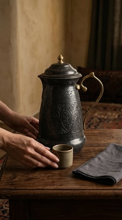 Aura Copper Klasik Kapaklı Ağır El İşlemeli Bakır Sürahi 2,5 L 1,2 mm İçi Kalaylı Sc-00002