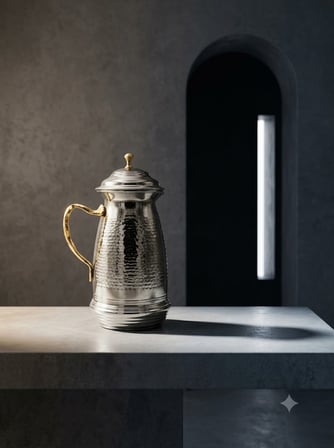 Aura Copper Klasik Kapaklı Ağır El İşlemeli Bakır Sürahi 2,5 L 1,2 mm İçi Kalaylı Sc-00005