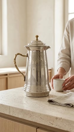 Aura Copper El Yapımı Üzüm Desenli Bakır Sürahi 2 L Kapaklı 0,8 mm Gümüş Renk Sc-00012