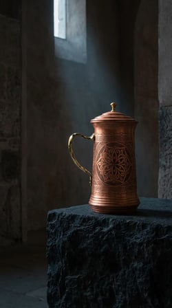 Aura Copper Ağır El İşlemeli Bakır Sürahi 2 L Kapaklı 1,2 mm 28 cm Bakır Renk Sc-00015