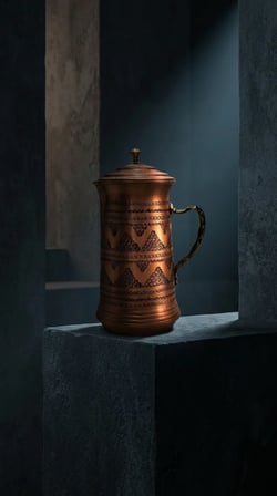 Aura Copper El İşlemeli Bakır Sürahi 2 L Kapaklı 28 cm 1,2 mm SC-000017 -Üzüm - Bakır