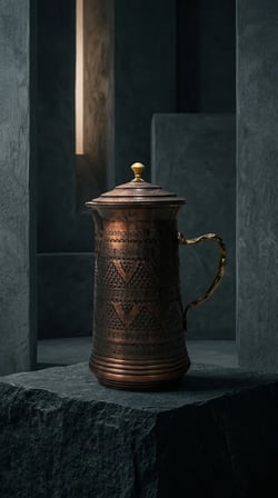 Aura Copper El İşlemeli Bakır Sürahi 2 L Kapaklı 28 cm 1,2 mm SC-000019 - Üzüm - Eskitme