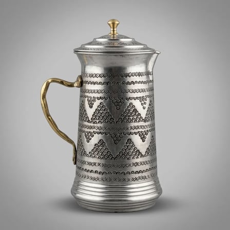 Aura Copper El İşlemeli Bakır Sürahi 2 L Kapaklı 28 cm 1,2 mm SC-000020 - Üzüm-Gümüş