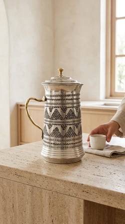 Aura Copper El İşlemeli Bakır Sürahi 2 L Kapaklı 28 cm 1,2 mm SC-000020 - Üzüm-Gümüş