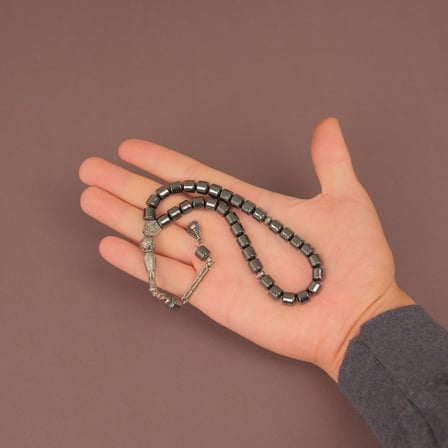 Hematit Taşı Doğal Taş Fıçı Kesim 8x8mm Tesbih
