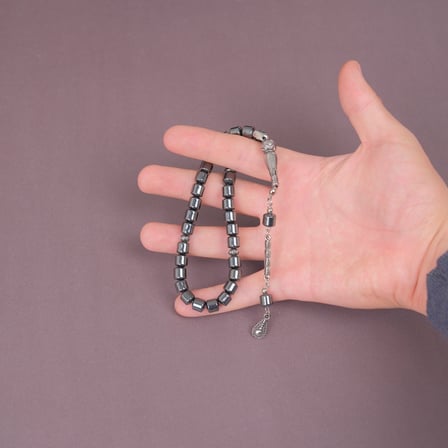Hematit Taşı Doğal Taş Fıçı Kesim 8x8mm Tesbih