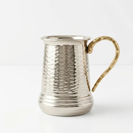 Aura Copper Bakır Bardak/Kupa 400 ml Kalaylı El İşlemeli Tekli/6'lı KC-00001-Gümüş Tekli