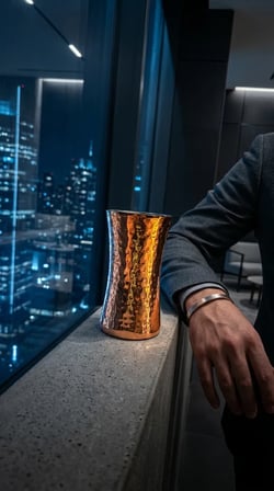 El Yapımı Dövme Bakır Bardak 500-600 ml Meşrubat Bardağı KC-00015 Vazo Tipi 500 ml