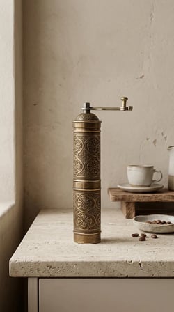 Aura Copper Nostaljik Manuel Kahve Karabiber Değirmeni 22 cm Bakır Öğütücü - DC-00002-Eskitme Altın
