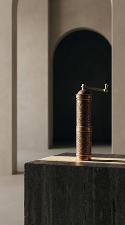 Aura Copper Nostaljik Manuel Kahve Karabiber Değirmeni 22 cm Bakır Öğütücü - DC-00004-Eskitme Bakır