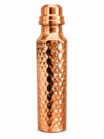 Bakır Matara Suluk Su Şişesi 500–600 ml Geometrik ve Dövme Desenli Ac-Mt-007-Dövme