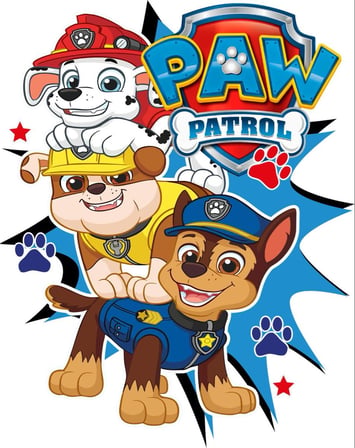 Paw Patrol Chase Marshall Rubble DTF Transfer Baskı – Çocuk Tişört ve Sweatshirt Baskısı