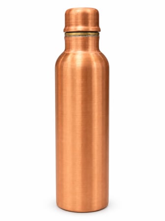 Aura Copper Kalın Bakır Matara 600 ml Kapaklı Su Şişesi Suluk- İçi Kalaysız!!! Ac-00004