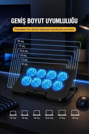 Delux Serisi Masaüstü Aksesuar Bilgisayar Fanı Teknoloji Ürünü Laptop Soğutucu CF13 Siyah