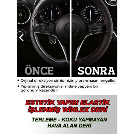 ALFA ROMEO MITO Araçlara Uyumlu Oto,Araba  direksiyon kılıfı kırmızı dikiş