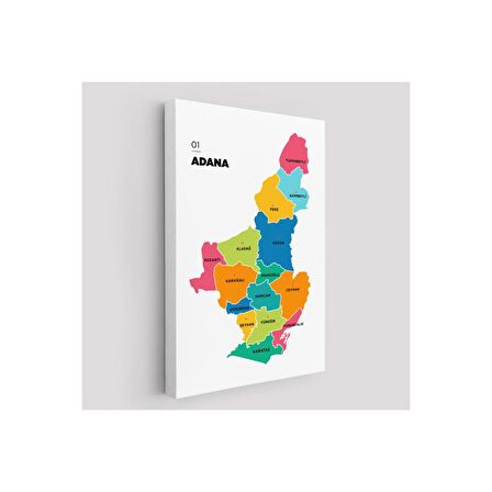 Adana İli ve İlçeler Haritası  Dekoratif Kanvas Tablo 1248