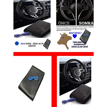 CITROEN XSARA Uyumlu Araç,Araba,Oto direksiyon kılıfı mavi dikiş