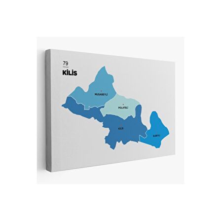 Kilis İli ve İlçeler Haritası  Dekoratif Kanvas Tablo 1390