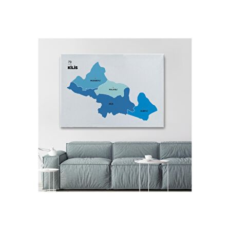 Kilis İli ve İlçeler Haritası  Dekoratif Kanvas Tablo 1390