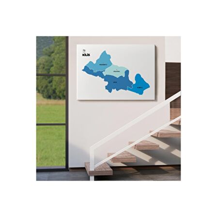 Kilis İli ve İlçeler Haritası  Dekoratif Kanvas Tablo 1390