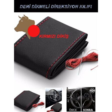 FIAT IDEA uyumlu araba,oto,araç direksiyon kılıfı kırmızı dikiş