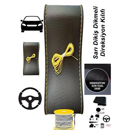 MEGANE 4 Uyumlu Araç,Araba,Oto direksiyon kılıfı sarı dikiş