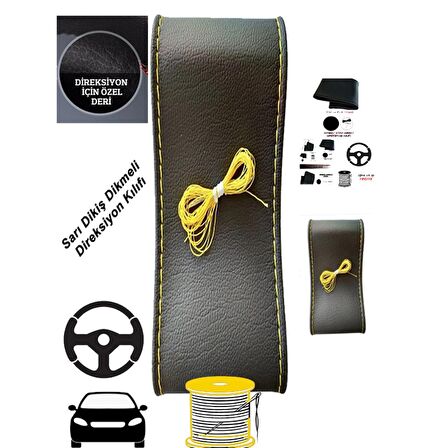 MEGANE 4 Uyumlu Araç,Araba,Oto direksiyon kılıfı sarı dikiş